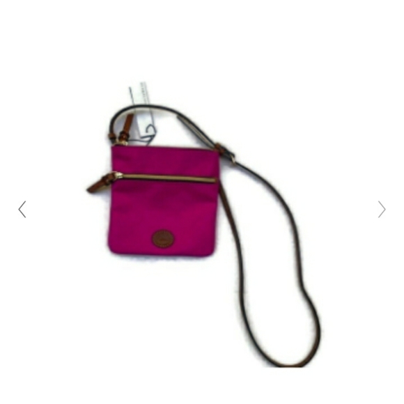 NWT Dooney & Bourke double Zip crossbody Fuschia - Picture 7 of 10